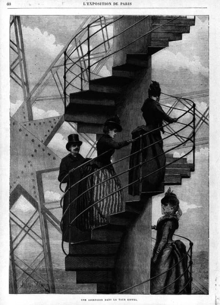 Grabado de la subida por las escaleras